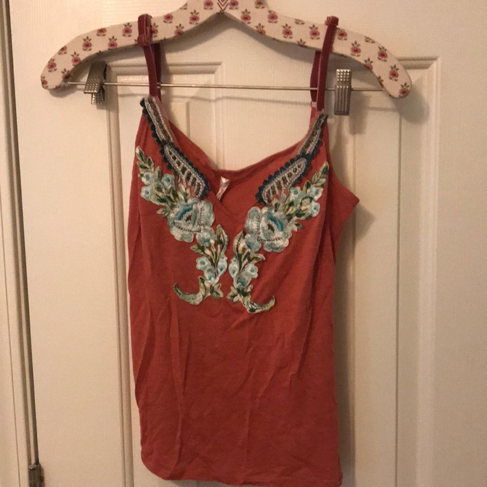 Free People Camisole with Floral Appliqué